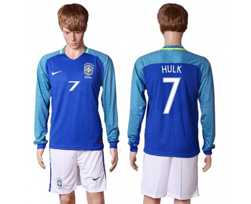Brazil #7 Hulk Away Long Sleeves Soccer Country Jersey - Click Image to Close